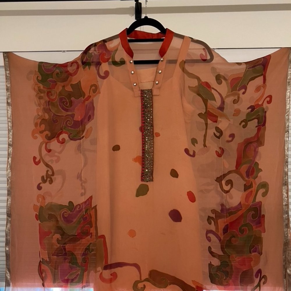 Hand Painted Chiffon Kaftan